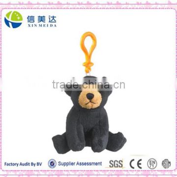 Plush Black Bear Stuffed Animal Backpack Clip Toy Keychain
