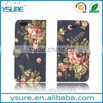 Flower Pattern Fabric Leather Phone Case For Motorola Moto X Pro With PVC ID and credit card slots
