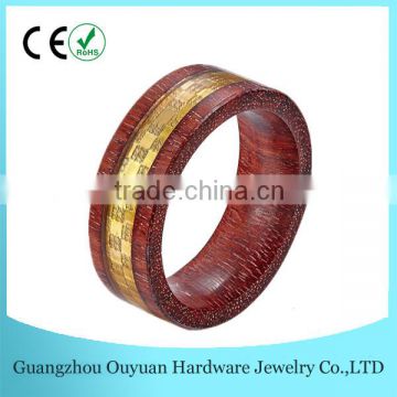 Factory Wholesale Natural Wood Rings Jewelry, Gold Foil Inlay Wood Rings Men