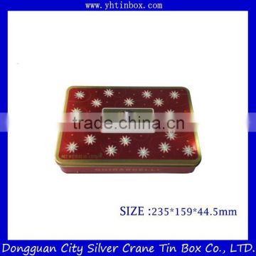 Decorative cookie tin box/rectangular fancy cookie tin container/tin box for food packaging
