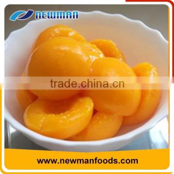 Canned yellow peach halves in light syrup 820g EOE Stackable