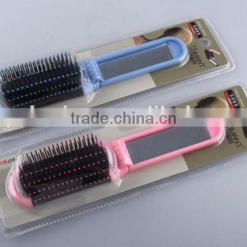 Strip shape plastic folding comb with mirror/hair brush