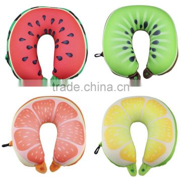 Fruit U Shaped Pillow Cushion Nanoparticles Neck Pillow Car Travel Realxation Pillow Watermelon for Office Home Gift