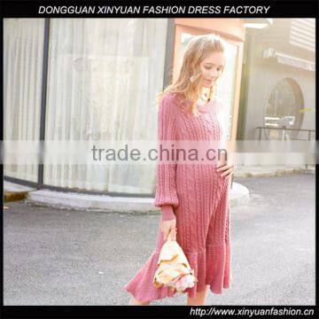 Latest Designer Pregnant Womens Long Sleeve Knitted Dresses Ladies Soft Fabric Maxi Dress