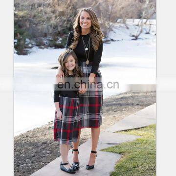 2019 New Plaid 3/4 Sleeve Dress Black Mother Daughter Matching Dress (this link for WOMAN)