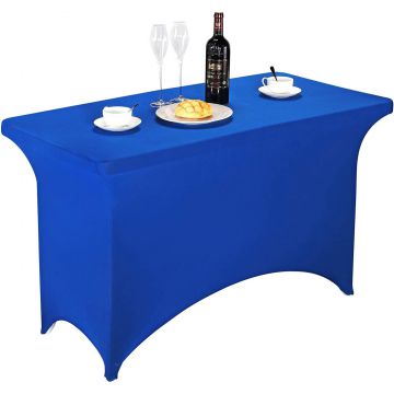 Spandex Table Cover 4ft Blue,Rectangle Stretch Fitted Table Cover or Tablecloth for 4ft Table