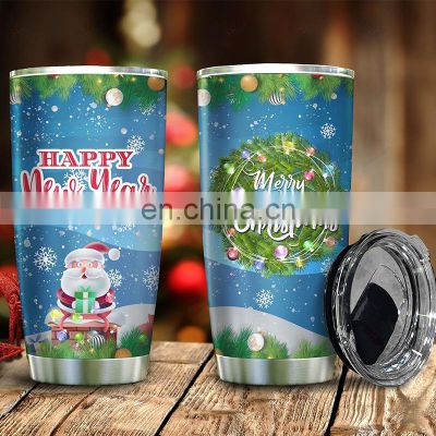 Sublimation 20oz Christmas Travel Stainless Steel Insulated Coffee Cup With Custom Logo