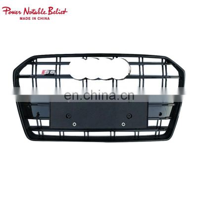 For Audi A6 A6L front grille center honeycomb mesh grill black high quality bumper grill 2016-2018