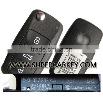 High Quality 5k0 837 202 AA 5k0837202AA new 3 button remote flip key for vw
