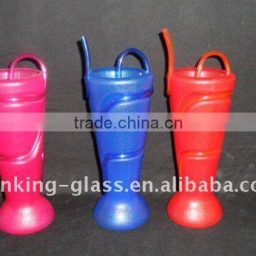 Plastic cup with straw - 400ml