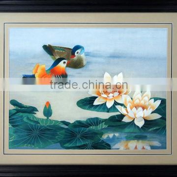 Suzhou 100% silk handmade embroidery work for flower and birds paiting