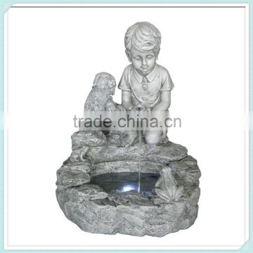 Boy dog antique fountain with LED lights