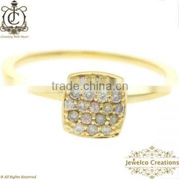 Square Top Diamond Designer Ring Jewelry, 14K Gold Diamond Ring, Pave Gold Ring, Natural Diamond Ring Jewelry Wholesaler