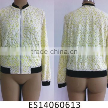Ladies 2014 fashion lace floral lemon green jacket
