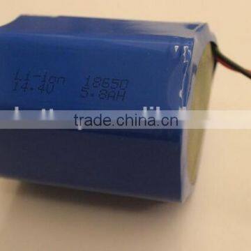 Li-ion ICR18650-29A 14.4 V 5.8Ah battery pack for Underwater Lighting