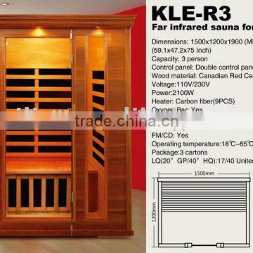 KLE-R3 ETL CE ROHS Approved 3 Person Use Canadian Red Cedar Sauna