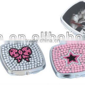 jewel pocket mirror with square shape for promotional gift