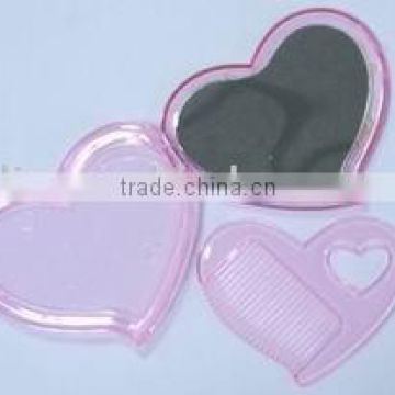 heart shape plastic mirror and comb set