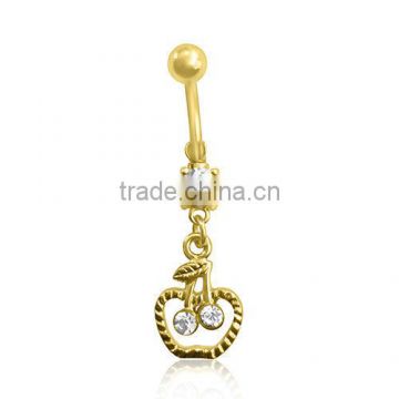 Gold Plated Apple Cherry Navel Belly Bar