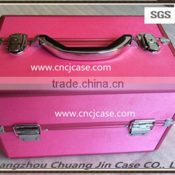 Pink beauty double-open with trays tool box lock,aluminum makeup case
