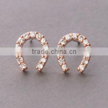 Gold Plated Horseshoe Post Earring,925 Silver Horseshoe Earrings,Small Horseshoe Post Earring Silver,