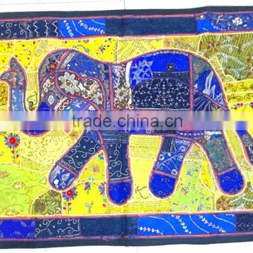 Vintage Fabric patchwork tribal Indian Handmade elephant tapestry wall hanging throw cover