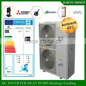 Cold-25C winter floor heating 100~350sq meter 12kw/19kw/35kw auto-deforst high COP split evi heat pump hot water heating device
