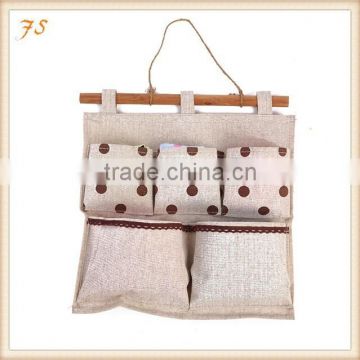 Cusomized cotton linen Jute wall hanging storage bag