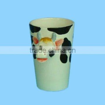 novelty designed without handle ceramic cow mug