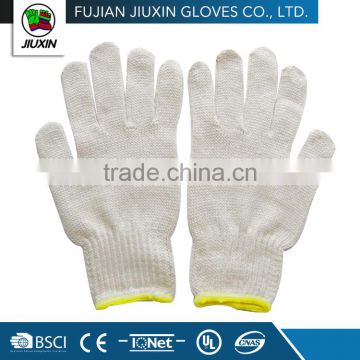 Jiuxin manufacturing natural white Cotton string construction knitted gloves