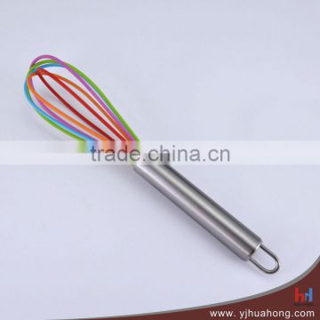 Colorful Food grade silicone coated egg whisk with stainless steel handle (HEW-36B)