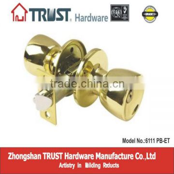 6111PB-ET:ANSI Grade 3 Tubular Brass Knob lock