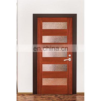 Wood panel door design mahogany solid wood door glass insert wood interior door