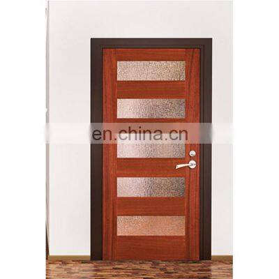 Glass insert solid wood door sliding barn door with hardware