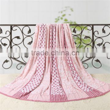 Top quality reasonable price jacquard striped 100% cotton wholesaler terry towel blanket