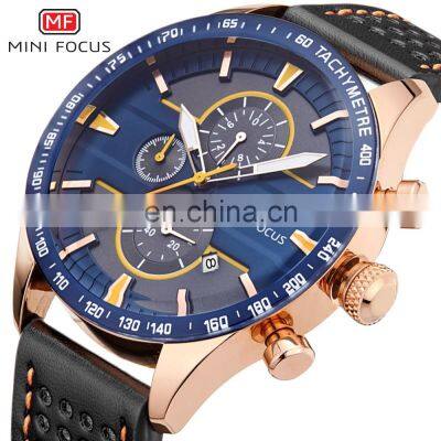 MINI FOCUS MF0002G Fashion Quartz Wristwatch Luxury Brand Men Watches Leather Strap Waterproof Wristwatches