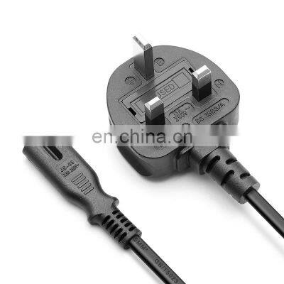 1.5M 250V Uk Electrical 8 Feet End 3-Prong Power Extension Cord For Computer Laptop