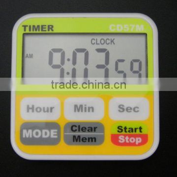 large LCD digital cooking timer with clock alarm