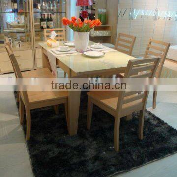 Modern wooden glass top dining room furniture