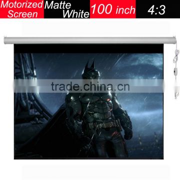 Matte white electric motorized projector screen 100" electric projector screen 4:3
