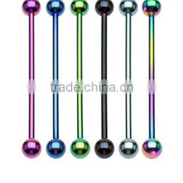 Titanium Plated Industrial Barbell Straight Piercing Ear Cartilage Ring