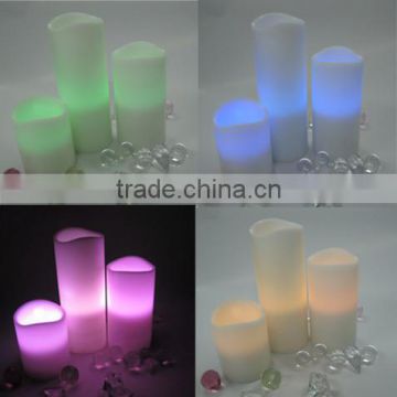 Set of 3 battery operated flameless color changing wax led candle with timer for event decor