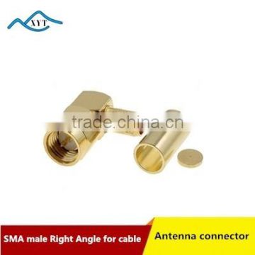 High quality Right Angle SMA male plug RF Coaxial Connector for RG174/RG58/LMR cable