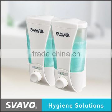 Manual lotion liquid wall mounted double plastic bathroom shampoo soap dispenser V-4701-2
