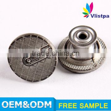 Fashion Silver Painted zinc alloy shank metal jeans button for jeans