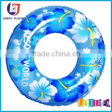 Blue Floral Print PVC Inflatable Swim Ring,Inflatable Swimming Ring,Inflatable Children Swim Ring,Water And Beach Items