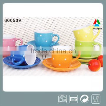Dot pattern handpaint ceramic tea cup & saucer wholesale