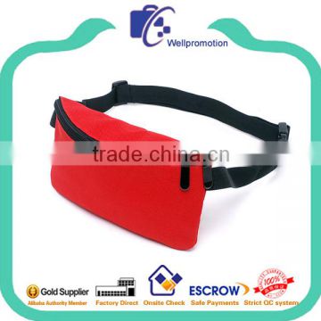Customize red 600D poly canvas waist bag with inside pocket