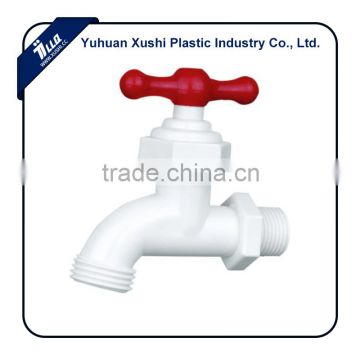 Plastic red handle white body ABS slow opening water tap