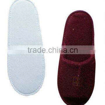 red poly terry washable open toe hotel slipper